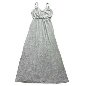 Calvin Klein Gray Spaghetti Strap Maxi Dress Shimmer Maxi Dress Silver Size 10